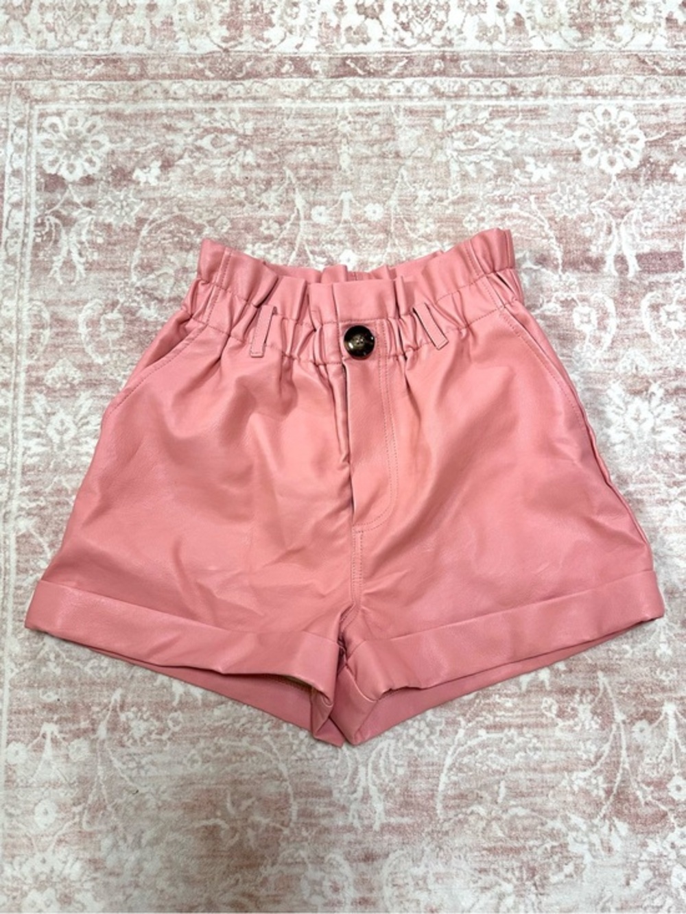 Topshop 🪷 Leather Paper Bag Cuffed Shorts